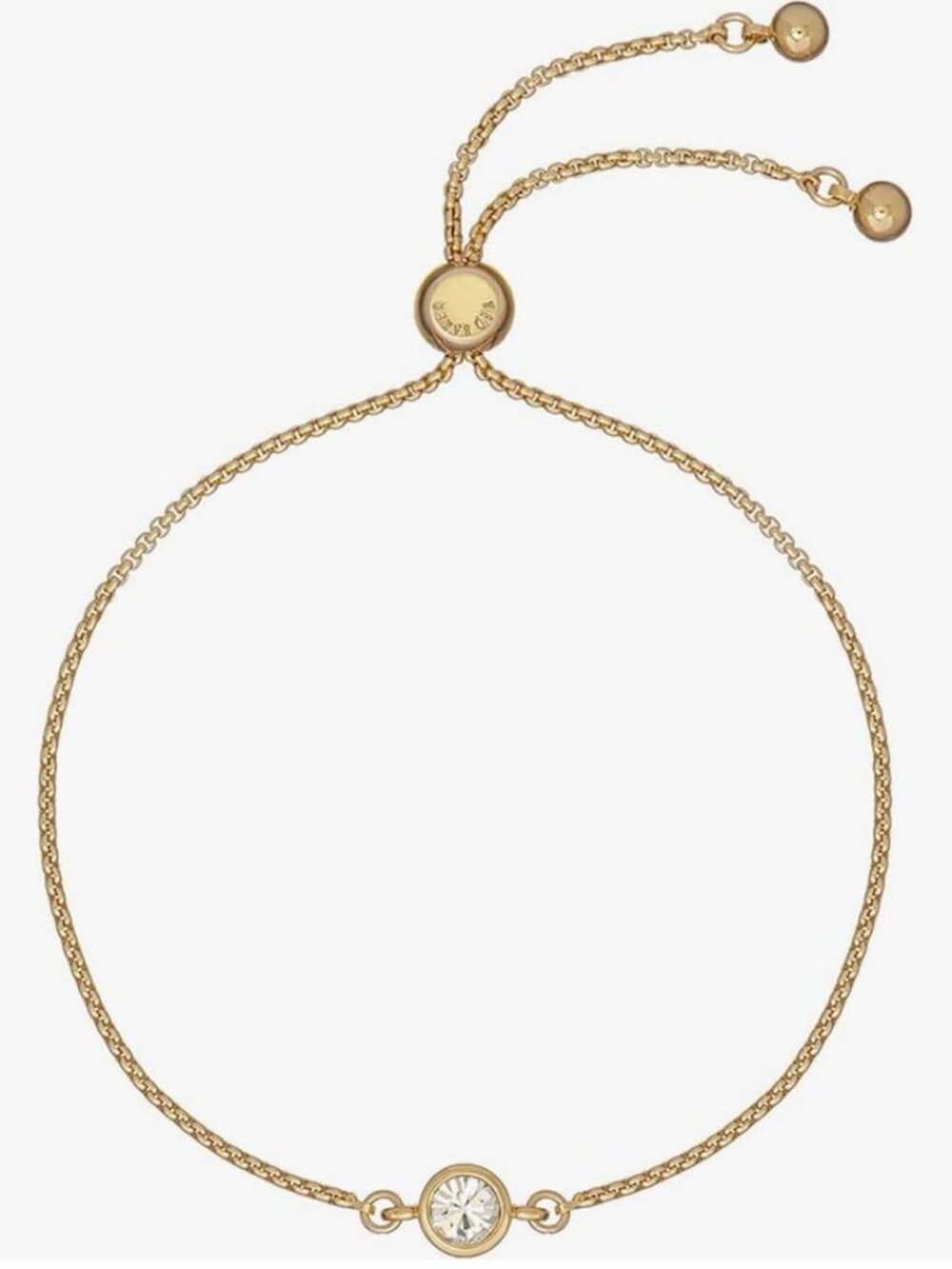 Ted Baker Gold-Tone Crystal Slider Bracelet – Adjustable with Box